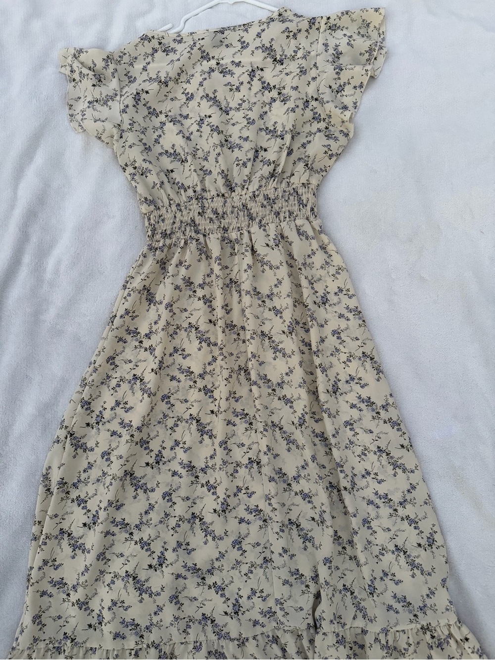 SHEIN Cream Maxi Dress with Blue Floral Print Size M - Picture 8 of 12